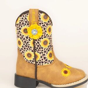 Twisted Kids Sunflower Boots - Tan and Yellow